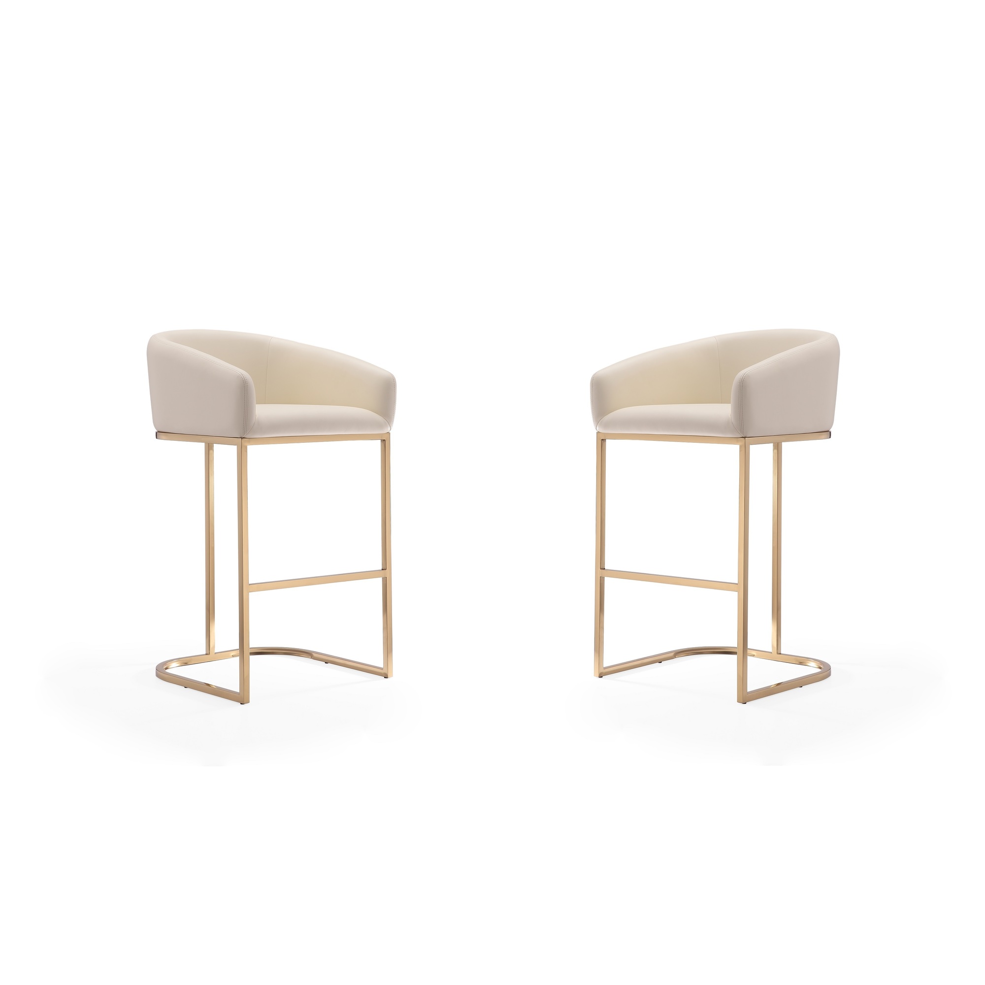 Manhattan Comfort, Louvre 40in. Cream Gold Steel Stool Set of 2 Primary Color Cream, Included (qty.) 2 Model# 2-BS016